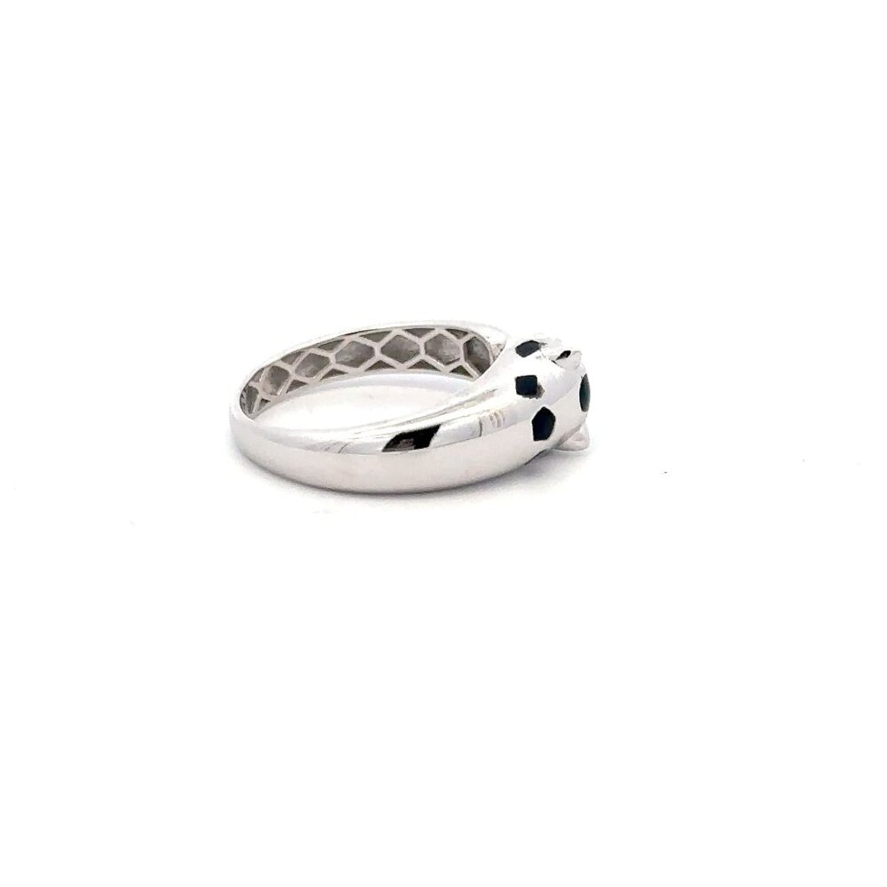 925 Sterling Silver Ring Panther Green Cubic Zirconia Size 5 - Picture 3 of 6